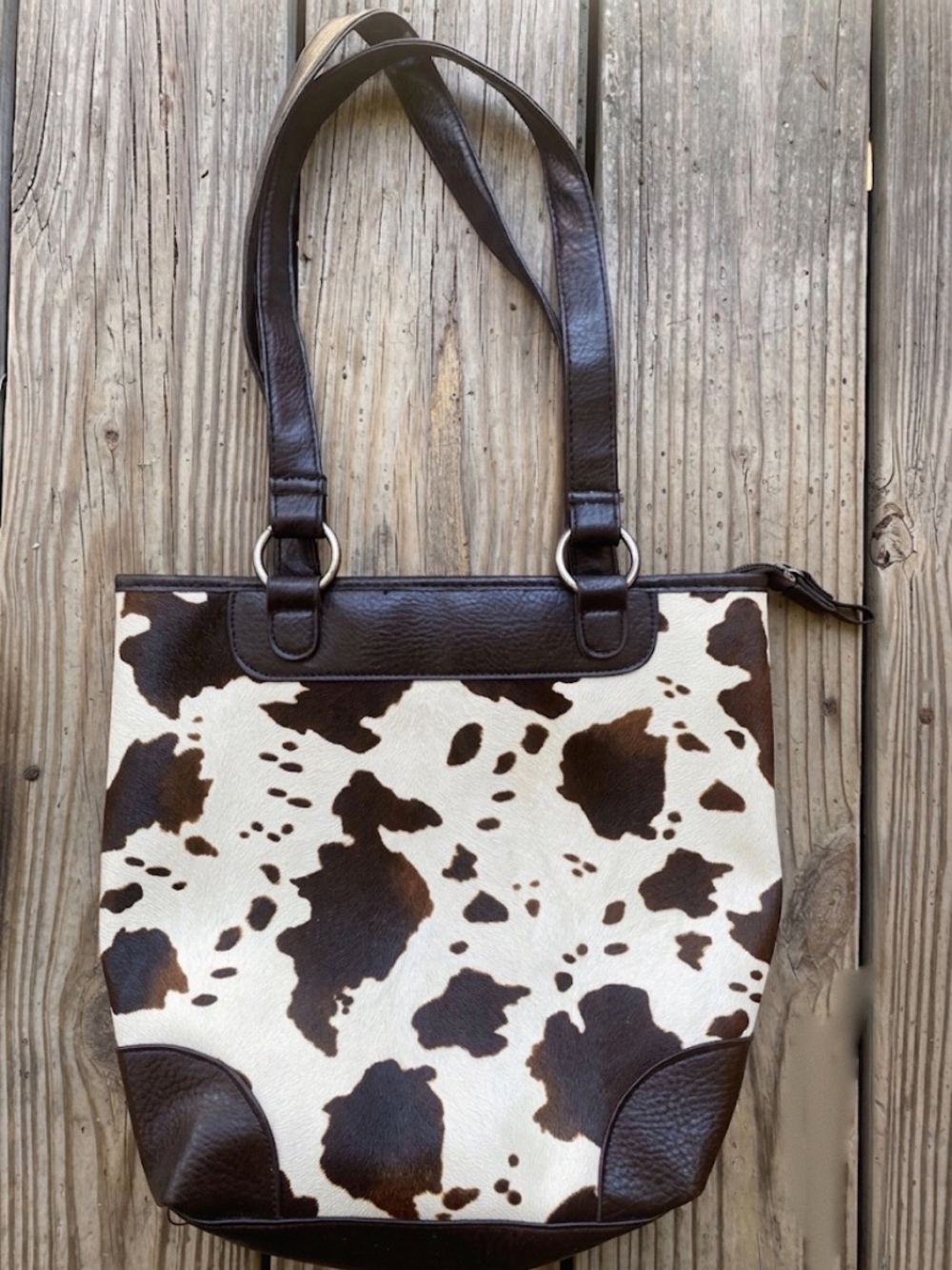 ✨ 🐮 Brown & White Cowhide Print Tote Bag - Women's Shoulder Bag